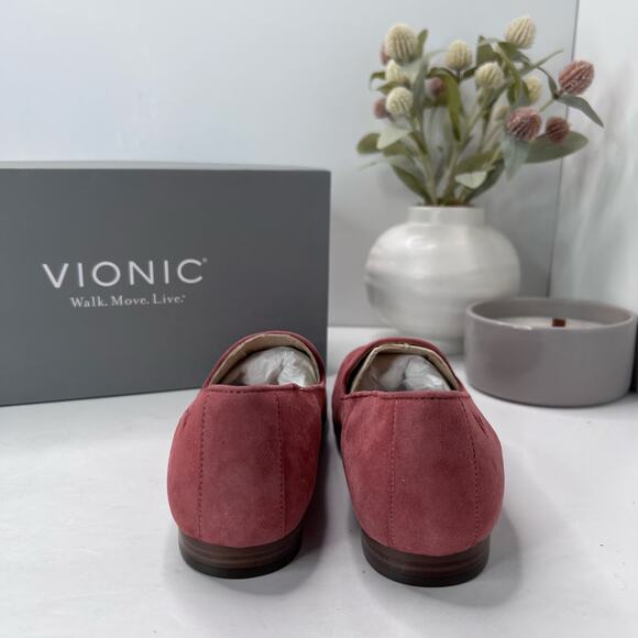 New Vionic Willa Slip On Comfort Loafer Shoes Pink Suede Leather Women's 6M NWB - Picture 4 of 10